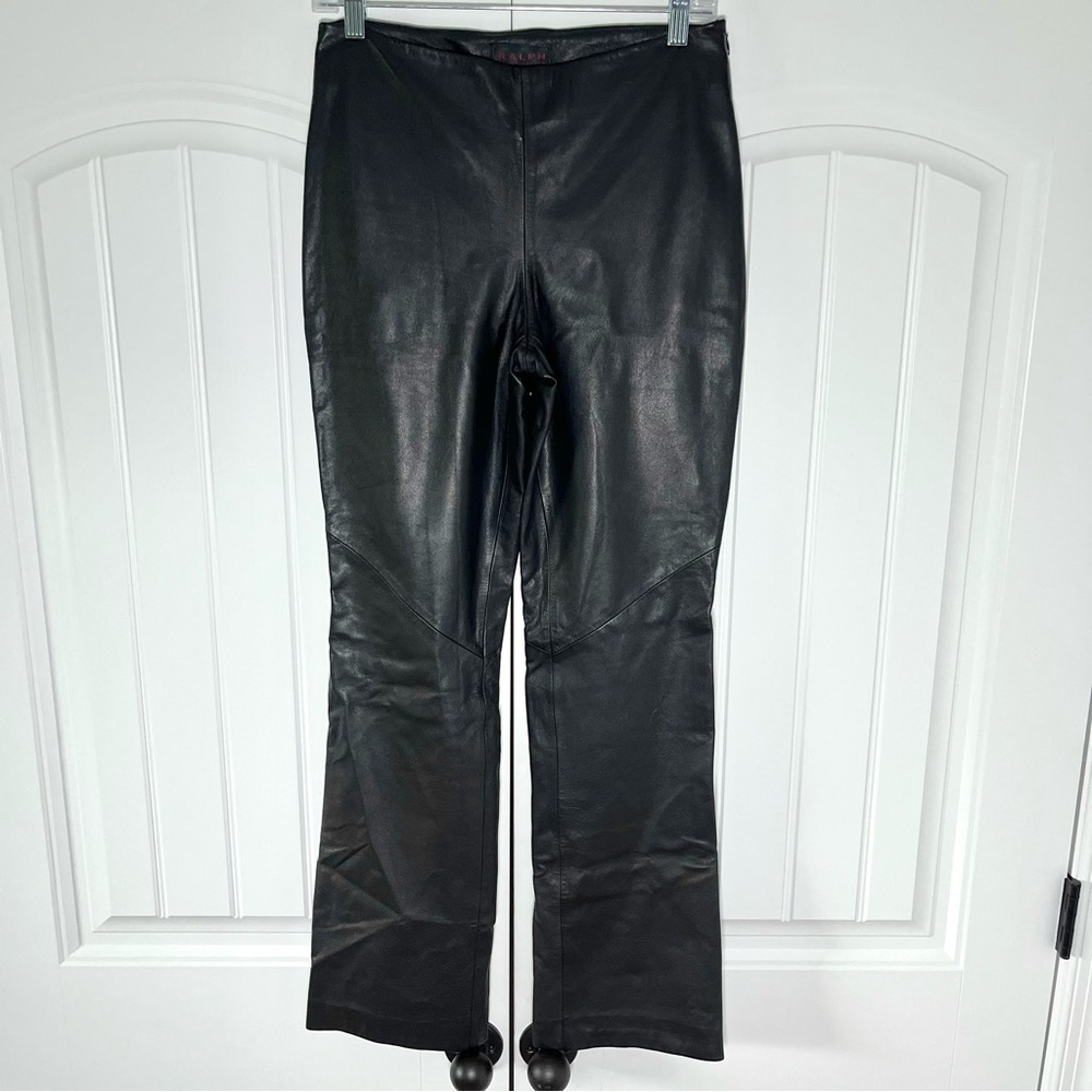 Ralph Lauren Vintage 90s Leather Black Biker Pants Size 4 Bootcut 90’s